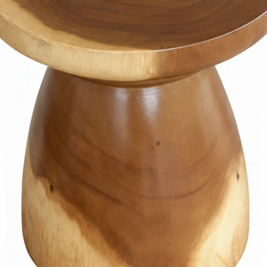 <b>Rustic</b> Contemporary Solid Suar Wood <b>Side</b> <b>Table</b> Round Top Wooden Accent <b>Table</b> Sculptural Pedestal Design Home Furniture - Product Image 2