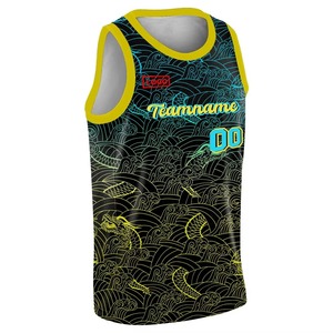 Ensemble de maillots de basket-ball personnalisés à motif d'ondes japonaises, impression par sublimation, uniforme de basket-ball unisexe, respirant, séchage rapide, été, équipe - Product Image 2