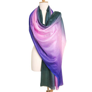 Écharpe longue en soie pour femme, style vintage, teinte ombrée automne, trois couleurs, effet dégradé - Product Image 4