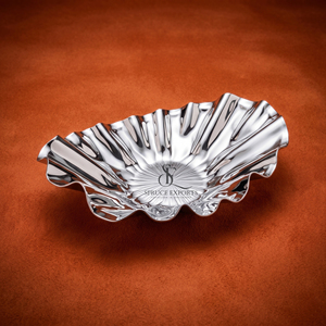 Elegant Wave Pattern Stainless Steel Serving Bowl High Shine <b>Chrome</b> Finish Oval Shape Perfect For Chocolates Nuts Or Home Decor - Product Image 2