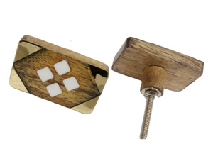 Poignée d'armoire ronde en corne de buffle et incrustation de laiton Poignée en bakélite en métal pour couvercles d'ustensiles de cuisine Bouton en corne de boeuf - Product Image 1