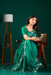 Vexotrend Indian Designer Women's Velvet Satin <b>Saree</b> Beautiful Patola Design Traditional Style Wedding Diwali Party Wear - Product Image 4