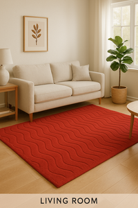 100% Premium Wool Handcrafted 3D Wave Pattern Rug red color Modern Style Handloom Design Wool Rug <b>Sets</b> for Home and Picnic Use - Product Image 4
