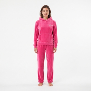 Conjunto de Salón de Terciopelo para Mujer, Sudadera con Capucha de Forro Polar Rosa y Pantalones, Chándal Casual de Dos Piezas de Color Liso para Invierno - Product Image 5