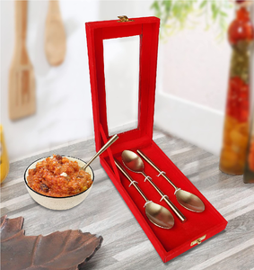 3 PCS Flatware Sets Brass Spoon Simple Customized Size and Sale <b>Red</b> <b>Box</b> Tableware Brass Home Spoon Best Prices - Product Image 1