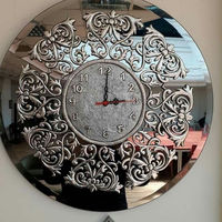 Jam dinding besi gantung kaca antik mosaik desain Modern wajah tunggal dengan tampilan jarum logam kualitas tinggi