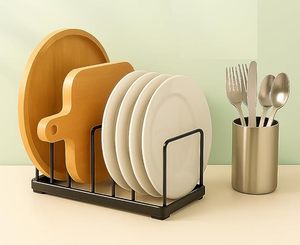 Étagère à assiettes minimaliste en métal, type armoire sur pied, support de rangement rectangulaire non pliable - Product Image 2