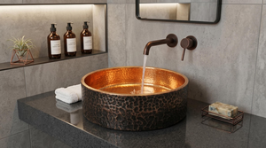 Vasque en cuivre foncé martelé, finition bronze antique, lavabo de salle de bain de luxe fait main, lavabo décoratif rustique en cuivre - Product Image 4