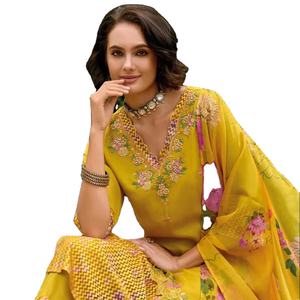 Lo último en tela de organza bordada y hecha a mano Kurti y pantalón con impresión digital Organza Dupatta - Product Image 1