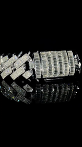 Pulsera de Cadena con Diamantes Redondos Brillantes Plateados para Mujer, Acero Inoxidable, Estilo Hip Hop, Joyería Clásica para Bodas - Product Image 1