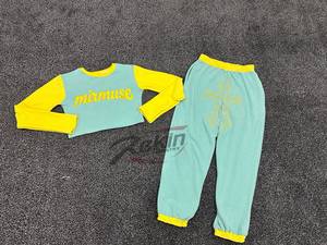 Conjunto de 2 Piezas para Mujer, Sudadera de Cuello Redondo, Manga Larga, Estilo Casual, Top Corto, Diseño Bordado Personalizado, Lavado Ácido - Product Image 2