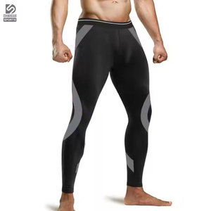 ออกแบบโลโก้ตามสั่ง MOQ ต่ำ กางเกงเลกกิ้งวิ่งผู้ชาย ระบายอากาศ แห้งเร็ว ผ้ายืดสแปนเด็กซ์/โพลีเอสเตอร์ สินค้ามาใหม่ ขายส่ง - Product Image 1