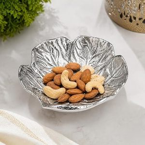 Plato para Adornos Metálico con Forma de Flor, Color Dorado y Plateado, Estilo Clásico, Accesorio de Decoración para Bodas, Juego de 2 - Product Image 5