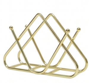 Elegante Servilletero de Metal Dorado con Marco Triangular, Organizador de Mesa Contemporáneo para Uso Doméstico y en Cafeterías - Product Image 1