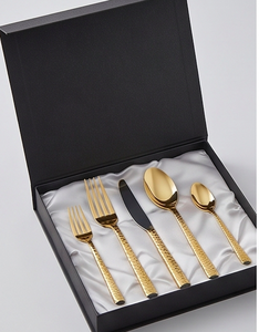 Modern Hammered <b>Gold</b> Flatware Set Matte Finish Dishwasher Safe Perfect For Wedding Use And Dining <b>Utensils</b> - Product Image 6