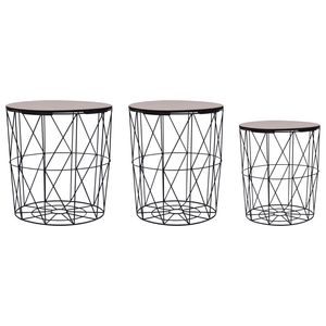 Juego de 3 mesas de centro apilables medianas de metal negro - Product Image 1