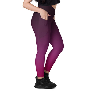 Top Sell8ing Fitness High Waist Full Length <b>Yoga</b> <b>Leggings</b> Solid Purple Seamless Stretch Women's Pants With Pockets - Product Image 3