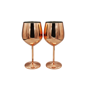 Copas de Vino de Acero Inoxidable Chapadas en Oro Rosa, Capacidad de 0.5L, Diseño Artístico Moderno y de Lujo para Bares, Fiestas y Restaurantes - Product Image 3