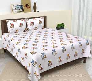 Indian Soft Cotton Bedsheets with <b>Pillow</b> Covers King Size Indian Hand Block Printed Premium Luxury Pure Cotton Bedsheet - Product Image 1