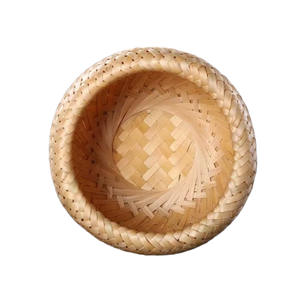 Panier en bambou rond en gros, boîte de rangement tressée pour aliments, organisateurs pour la maison et le jardin, petits articles ménagers, panier décoratif - Product Image 4