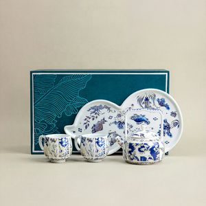 Pine Pavilion Blue And White Porcelain Kung Fu <b>Tea</b> <b>Set</b> With Deer Pattern Gift Box For <b>Tea</b> Ceremony Home Office Gift Falangcai - Product Image 1