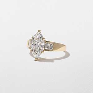 Bague de fiançailles en diamant de laboratoire taille marquise vintage en gros, or massif 14K 18K personnalisé, accent baguette, sertissage chaîne Art Déco - Product Image 6