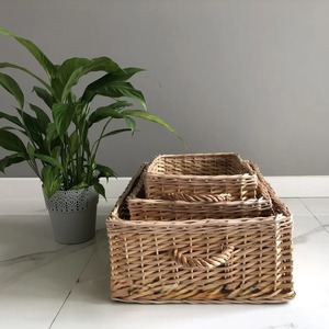 Artex Green Earth Set 3 <b>Wicker</b> <b>Basket</b> Handmade Eco-Friendly Natural Rattan <b>Square</b> Storage <b>Baskets</b> Modern Multifunction Made - Product Image 5