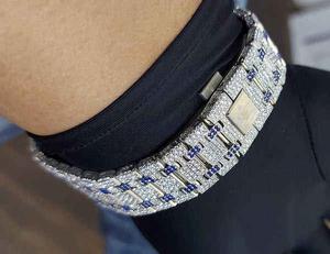 Reloj de Lujo de Acero Inoxidable con Diamantes Moissanite VVS, Esfera Azul con Índices, Movimiento de Cuarzo, para Hombre y Mujer, Precio Bajo - Product Image 2