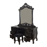 Ensembles de commode rococo de reproduction antique avec miroir et tabouret ensemble de coiffeuse en bois pour meubles de chambre à coucher