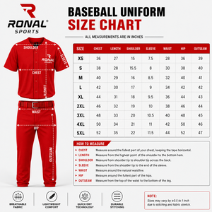 Uniforme de Béisbol Rojo Unisex RONAL SPORTS, Jersey de Manga Corta y Pantalones, Transpirable, Absorbe la Humedad, 100% Poliéster, para Todas las Temporadas, Adulto - Product Image 6