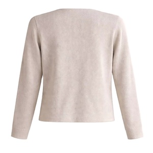 Knitwear Manufacturer Custom Spring New <b>Round</b> Neck Elegant Casual Female <b>Brushed</b> Knitted Cardigan Sweater for Women - Product Image 2