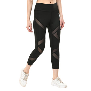 Pantalones de Yoga con Paneles de Malla Cortados a Medida, Cremalleras de Spandex/Nylon, Cintura Elástica de Altura Media, Secado Rápido y Estiramiento en Cuatro Direcciones - Product Image 4