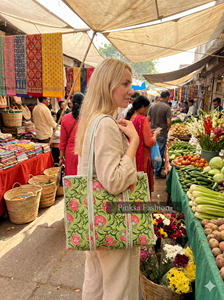 Sac fourre-tout matelassé en coton Jaipur - Imprimé animal, grande capacité, avec fermeture éclair, idéal pour la plage, les voyages et les courses - Product Image 5