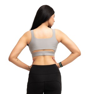 สำหรับบราสีเทาแบบกลับด้านได้ ประดับด้วยลูกปัด พิมพ์ลายตาข่าย รองรับทรงสูง สำหรับโยคะ - Product Image 3