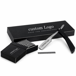 Navaja de Afeitar Plegable Profesional Kobe Pegasus, Navaja de Barbero de Acero Inoxidable con Cuchilla Reemplazable y Logotipo Personalizado - Product Image 1