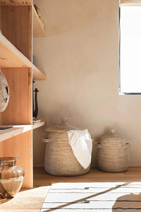 Offre Spéciale 2026 – Lot de 3 paniers de rangement en jonc de mer avec couvercle, paniers à linge domestiques en osier naturel, fabriqués au Vietnam - Product Image 1
