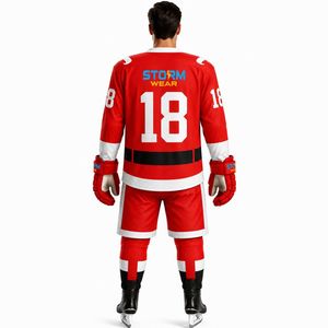 ผู้ผลิตเสื้อฮอกกี้น้ำแข็งแบบ OEM รับผลิตชุดทีมตามสั่ง ชุดสโมสร แบบ Sublimation แบรนด์ส่วนตัว ODM ผลิตชุดฮอกกี้น้ำแข็งจำนวนมาก - Product Image 3