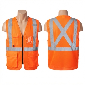 เสื้อกั๊กนิรภัยพรีเมียม ได้รับการรับรองมาตรฐาน CE ผ้าโพลีเอสเตอร์ตาข่าย 120 GSM สีส้ม แถบสะท้อนแสง กระเป๋าหลายช่อง รับสกรีนโลโก้ ชุดทำงานอเนกประสงค์ - Product Image 5