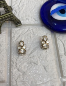 Floral Design Silver 18K Gold Plated Luxury <b>Stud</b> <b>Earrings</b> for Women Classic Everyday Wear - Product Image 3