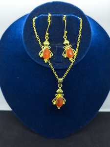 Conjunto de Joyería de Piedra Verde de Diseño con Collar y Pendientes a Juego, Accesorios de Moda para Mujer - Product Image 5