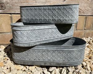 Top Selling Galvanized Metal Antique Natural Finishing Outdoor <b>Plants</b> Care Decorative Planters Oval <b>Large</b> Pots - Product Image 1