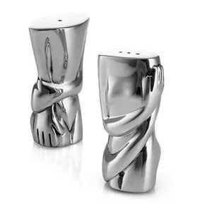 Skies Trader Creative Hugging Face Art <b>Salt</b> and Pepper Shakers Set Modern Abstract Metal Cruet Table Spice Dispenser - Product Image 1