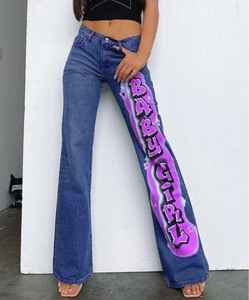 Jeans de Mezclilla Estampados de Cintura Alta para Mujer, Casuales, Elásticos, Transpirables, Ecológicos, Ajustados, de Longitud Completa - Product Image 3