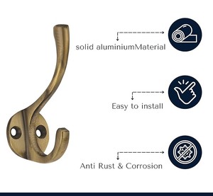 Aluminium Coat Hooks for Hanging <b>Clothes</b> Wall Mounted Heavy Duty <b>Clothes</b> Hooks for Entryway Bathroom Bedroom Kitchen - Product Image 4