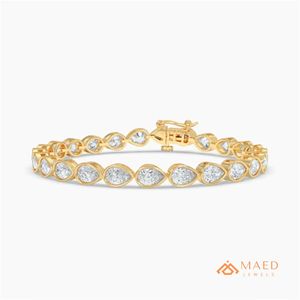 9K <b>Solid</b> Gold Rose Gold Plated Pear & Round Cut Moissanite Hiphop Tennis <b>Bracelet</b> for Women Engagement Luxury Gift Jewelry - Product Image 1