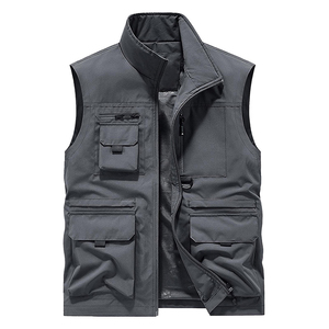 Custom Logo Men's Multi-Pocket Outdoor Tactical Vest Zipper <b>Stand</b> Collar Fishing Photography <b>Work</b> Vest Wholesale OEM Multi Color - Product Image 2