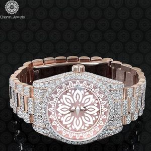 Charm Jewells Men's Luxury Stainless Steel Chronograph <b>Watch</b> 43mm Round Case Sapphire Crystal Diamond Bezel <b>Mechanical</b> Movement - Product Image 1