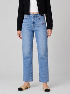 Women High Waist Straight Leg <b>Denim</b> Pants <b>Stretch</b> Casual Jeans with Classic 5 Pocket Design Comfortable Everyday Fashion - Product Image 1
