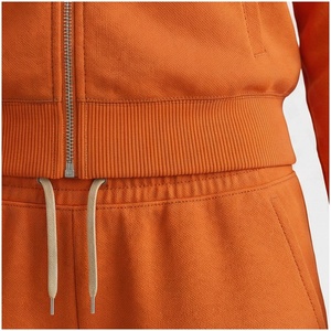 Women Orange Full <b>Zip</b> Tracksuit Set Solid Color Casual <b>Joggers</b> With Side <b>Pockets</b> Stand Collar Sweatshirt Pants Autumn Wear - Product Image 5
