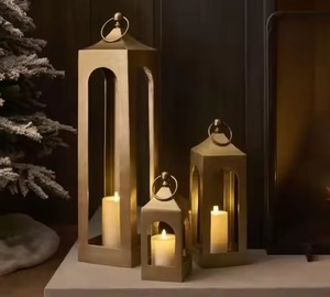 Lanterne en métal de qualité supérieure, porte-bougie décoratif, décoration de table pour mariage, jardin, patio, restaurant, hôtel, maison - Product Image 6